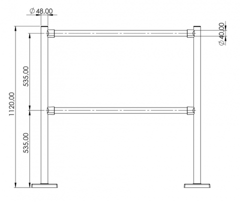 Montant Ø48, cromat cu 2 prinderi terminale, inaltime 112 cm [2]
