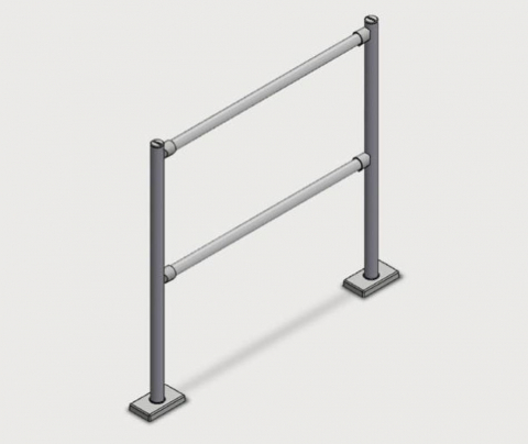 Montant Ø48, cromat cu 4 prinderi terminale, 90°, inaltime 112 cm [5]