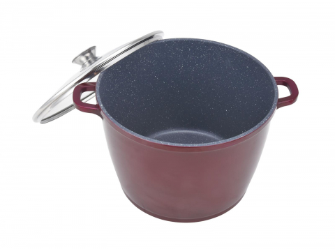 Oala din aluminiu , invelis ceramic marmorat , capac din sticla , 28 cm , 10 L [1]