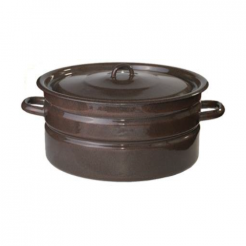 Vase emailate - Oala emailata cu capac, 14 Litri, Maro