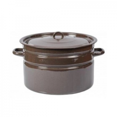 Vase emailate - Oala emailata cu capac, 16 Litri, Maro