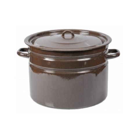 Vase emailate - Oala emailata cu capac, 20 Litri, Maro