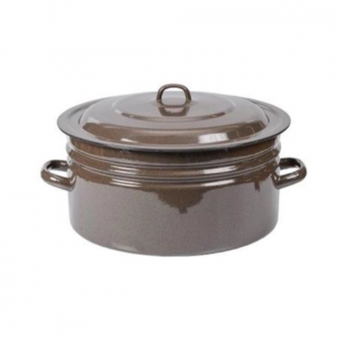 Vase emailate - Oala emailata cu capac, 25 Litri, Maro