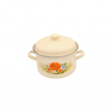 Oala emailata, cu capac, 3.2 L, Flori de camp [1]