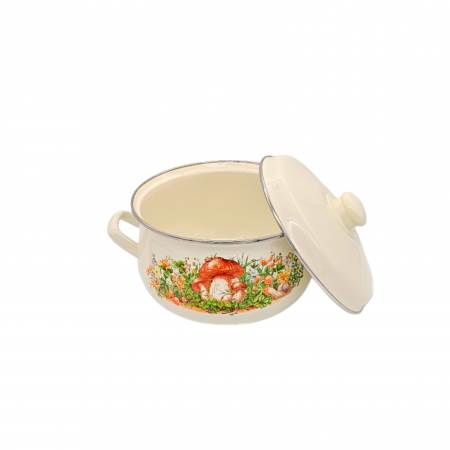 Oala emailata, cu capac, 3.8 L, Ciuperci de padure [0]