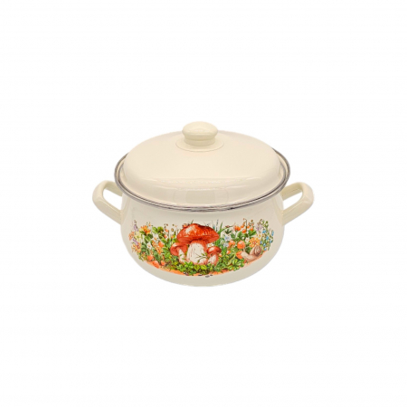 Oala emailata, cu capac, 3.8 L, Ciuperci de padure [1]