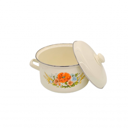 Oala emailata, cu capac, 4.3 L, Flori de camp [0]