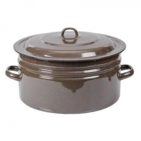 Vase emailate - Oala emailata cu capac, 40 Litri, Maro