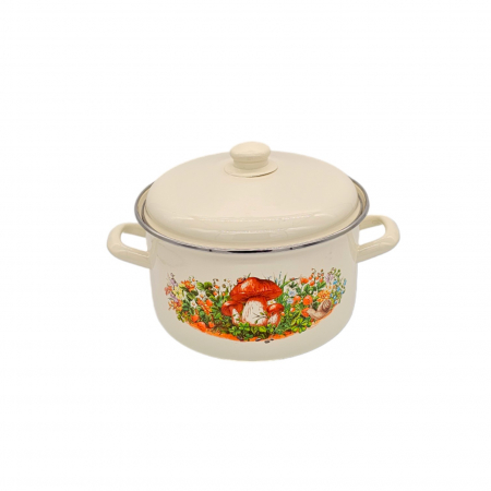 Oala emailata, cu capac, 5.5 L, Ciuperci de padure [1]