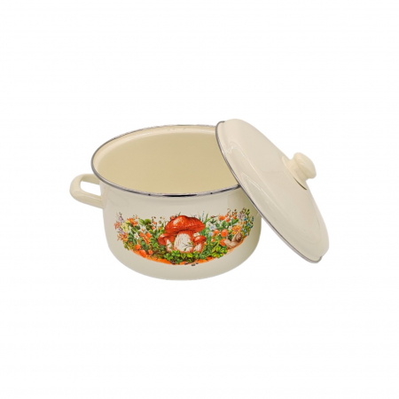 Oala emailata, cu capac, 5.5 L, Ciuperci de padure [0]