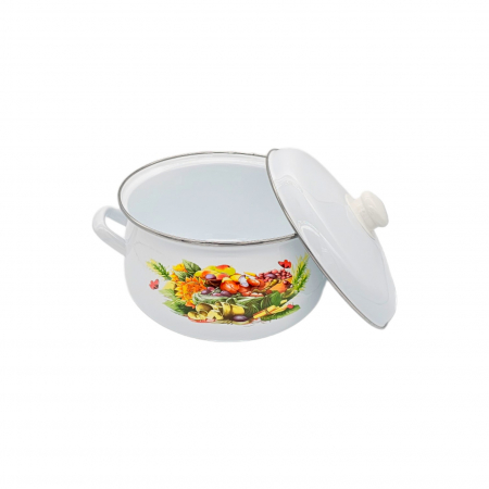 Oala emailata, cu capac, 5 L, Fructe si flori [0]