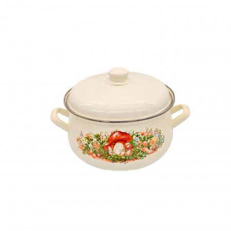 Oala emailata, cu capac, 5L, Ciuperci de padure [1]