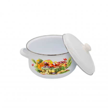 Oala emailata, cu capac, 6 L, Fructe si flori [0]