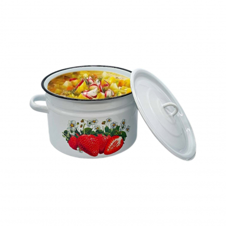 Oala emailata, cu capac, 9 L, Capsuni [0]