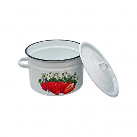 Oala emailata, cu capac, 9 L, Capsuni [2]