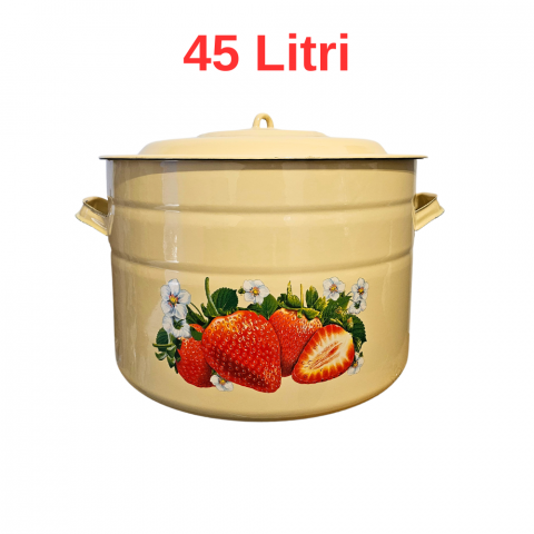 Oala emailata cu decor Capsuni, 45 litri [0]