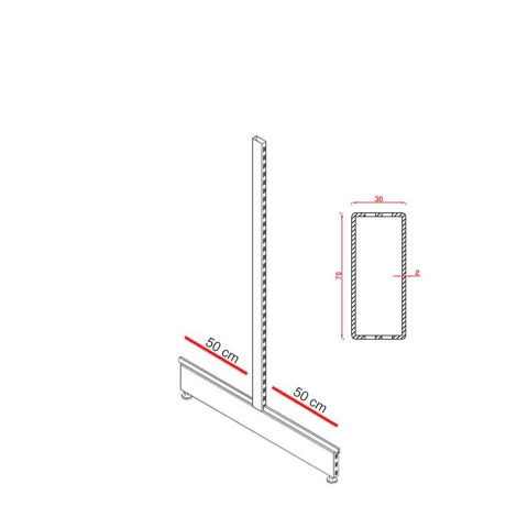 Rafturi metalice - Picior Raft Metalic Gondola Magazin 140 x 50, Alb