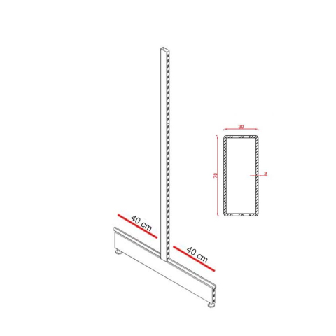 Rafturi metalice gondola - Picior Raft Metalic Gondola Magazin 182 x 40, Alb