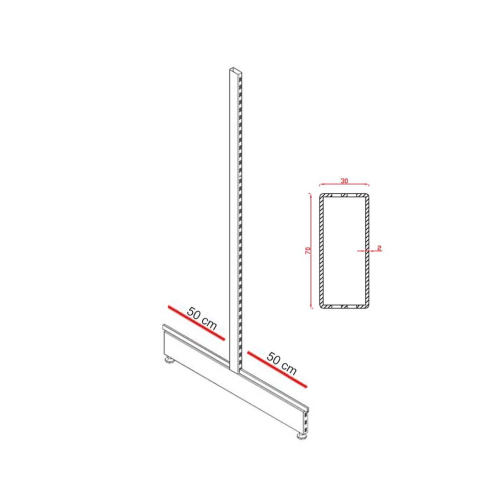 Rafturi metalice gondola - Picior Raft Metalic Gondola Magazin 182 x 50, Alb