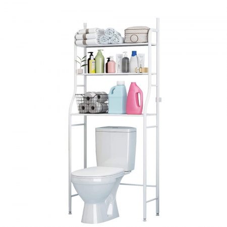 Raft depozitare/organizator/etajera pentru baie, 3 polite rezistente, 47 x 25 x 155 cm, Alb [0]