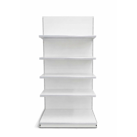 Raft metalic de magazin 100 x 225 cm, baza si 4 polite, Alb cu Transparent [1]