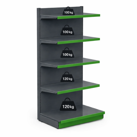 Raft metalic de magazin 100 x 225 cm, baza si 4 polite, antracit cu verde [2]