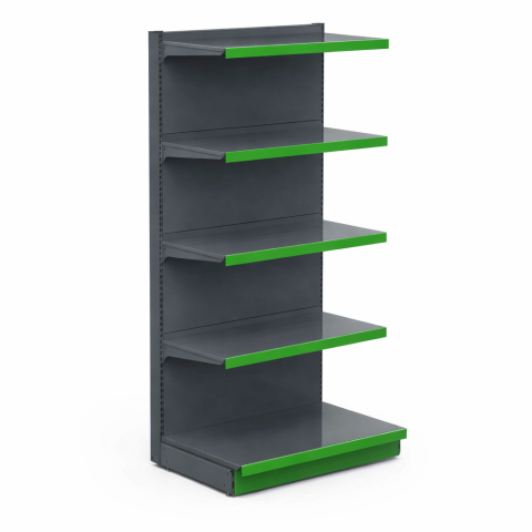 Rafturi metalice de perete - Raft metalic de magazin 100 x 225 cm, baza si 4 polite, antracit cu verde