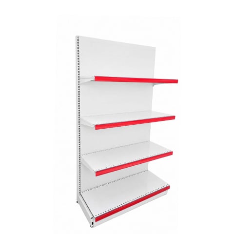 Rafturi metalice de perete - Raft metalic de magazin 182 x 100 cm, baza 40 si polite de 40, alb cu Rosu
