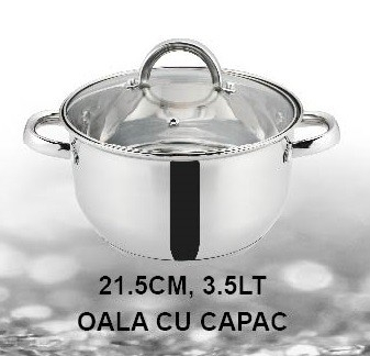 Set 12 piese , 6 vase din inox, compatibile cu plita cu inductie, cu capace din sticla, Grunberg GR2441 [5]