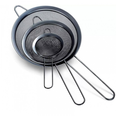 Set de 3 strecuratori, cu plasa fina, 8 cm, 14 cm, 18 cm Berglander CTHQB3/Negru [0]