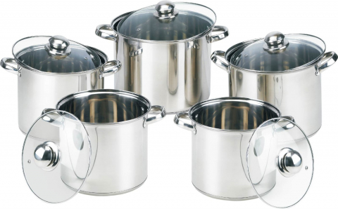 Set oale din inox cu capace din sticla 10 piese [0]