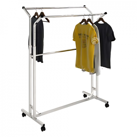 Stendere imbracaminte - Stender din metal, cu doua bare reglabile, cromat, 1120