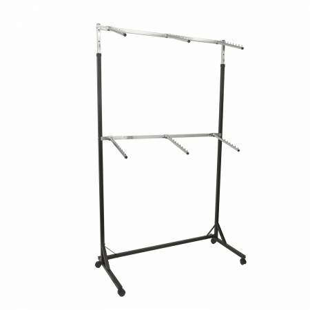 Stendere imbracaminte - Stender din metal, cu 6 suporti de expunere, reglabil, vopsit negru, 1121