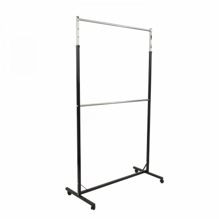 Stendere imbracaminte - Stender din metal, cu 2 bare, reglabil, vopsit negru, 1117
