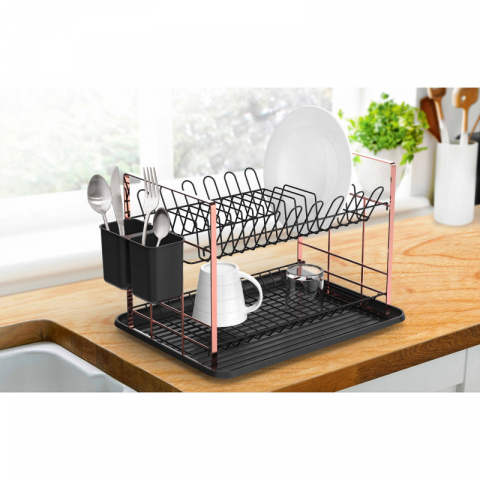 Suport vase, cromat finisaj mat, cu tava din plastic si suport tacamuri, 48x32x29 cm, Grunberg GR3232 [1]