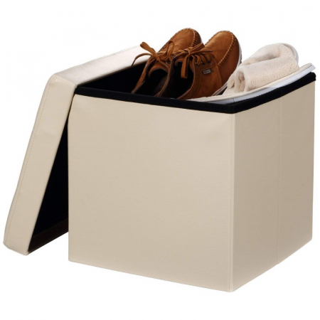 Taburet pliabil cu spatiu de  depozitare - 38x38x38 cm, Grunberg, bej [4]