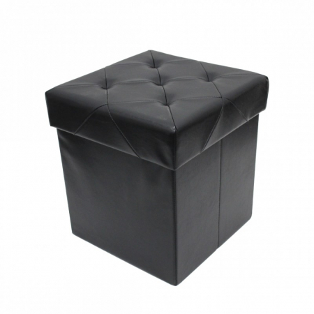 Taburet pliabil cu spatiu de depozitare, 38x38x38 cm, Grunberg ,Negru [1]