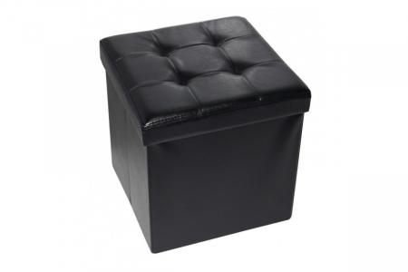 Taburet pliabil cu spatiu de depozitare - 38x38x38 cm, Grunberg, negru [0]