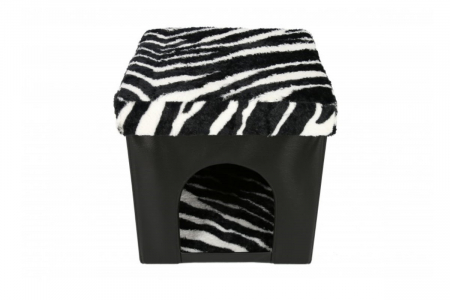 Taburet pliabil cu spatiu de depozitare, cu vizuina animalut, 38 x 38 x 38 cm, Grunberg, negru [0]