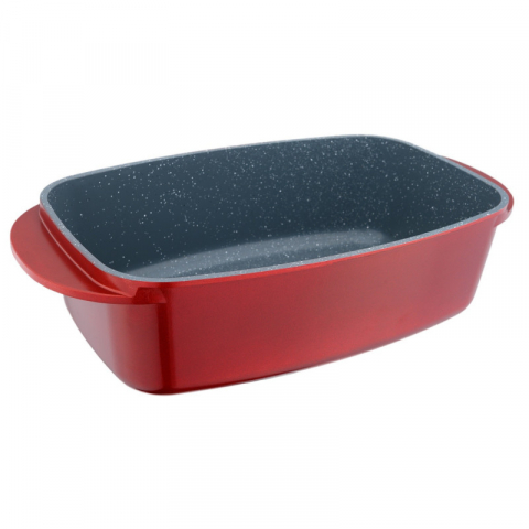 Tava cu capac, din aluminiu turnat, placata cu ceramica marmorata, 32x22x10 cm, 5 l, Grunberg GR1007 [1]