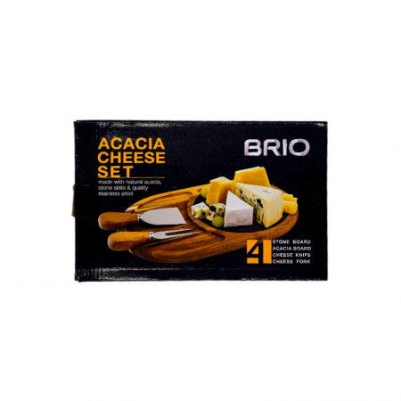 Cutite si seturi de cutite - Tocator oval din salcam, cu placa de servire ardezie si 2 cutite pentru branzeturi, Set 4 piese
