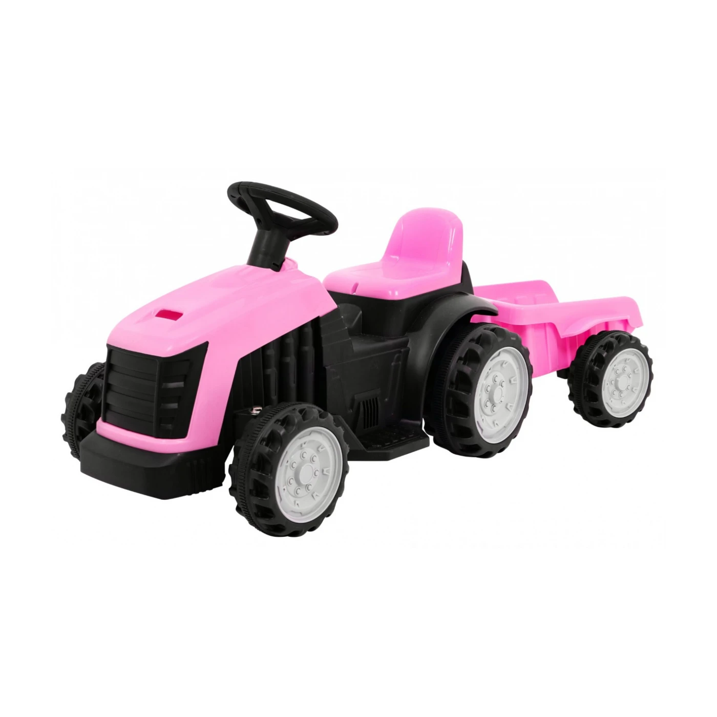 Tractor electric cu remorca pentru copii, motor de 25W, Roz [0]