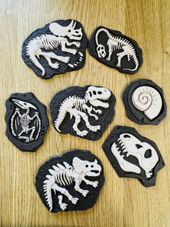 Jucarii si activitati montessori - Set 7 fosile dinozauri