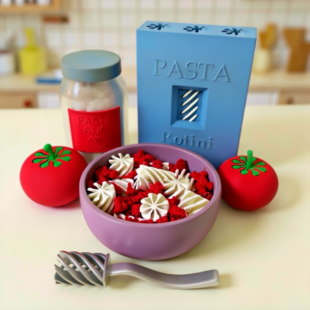 Jucarii si activitati montessori - Set paste fusilli si accesorii - joc de rol