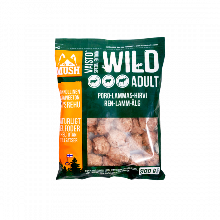 MUSH caini - mush-vaisto-wild-meniu-complet-echilibrat-barf-congelat-combinatie-de-cerb-miel-elan