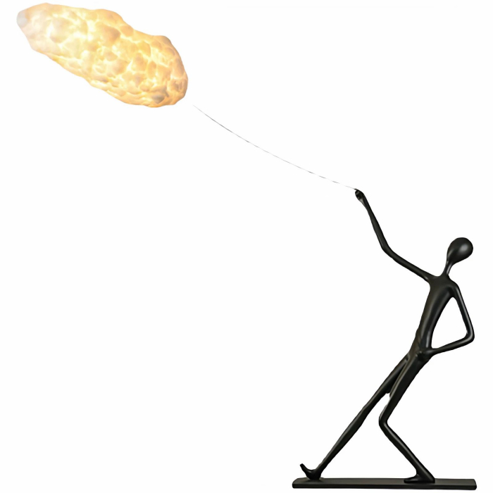 Lampadar KY9121-W cu figurina minimalistă și abajur tip nor, negru/alb, 170 cm [4]