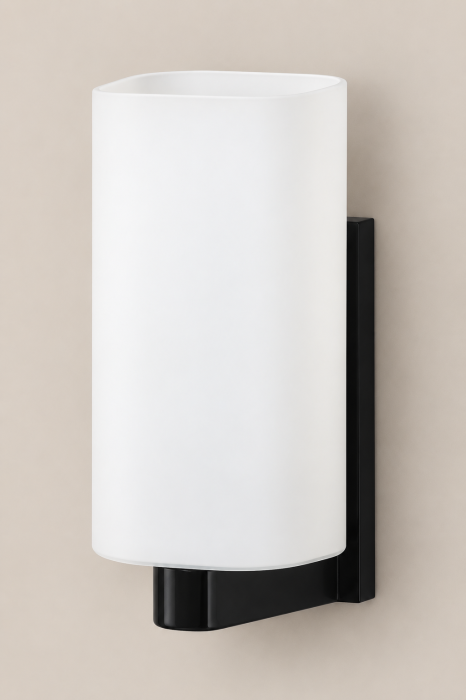 Aplică 2402 BK cu suport negru și abajur din sticlă albă mată [3]