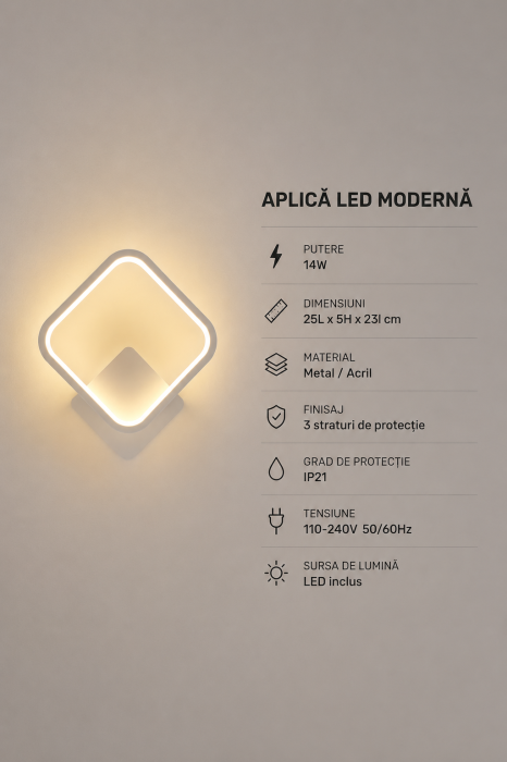 Aplică LED 3072 Alb/Negru Modernă 14W Metal Acril [3]