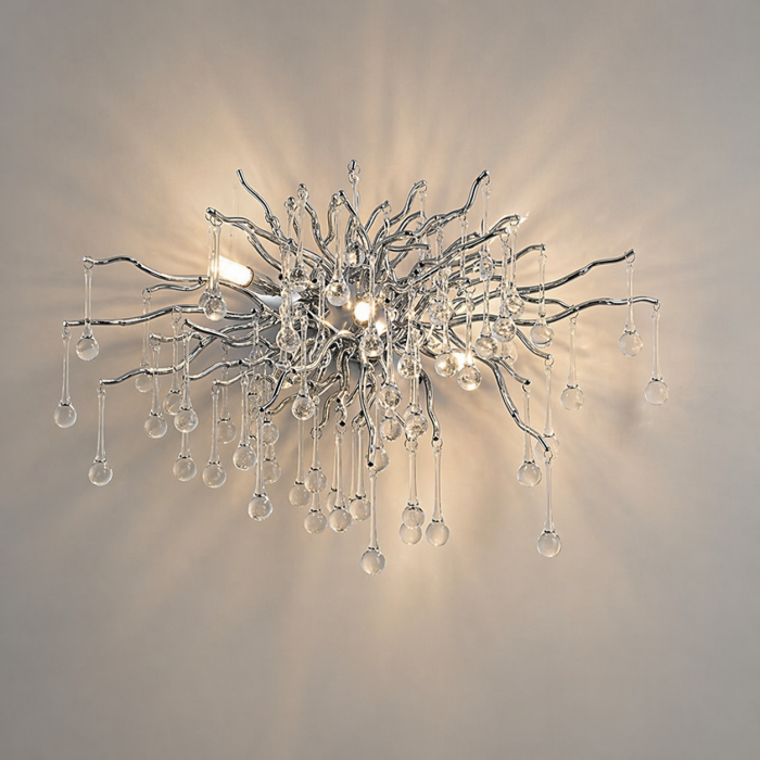 Aplica 6113/2W CH – Aplica perete argintie, design creangă cu sticlă tip picături, 3xE14 [2]