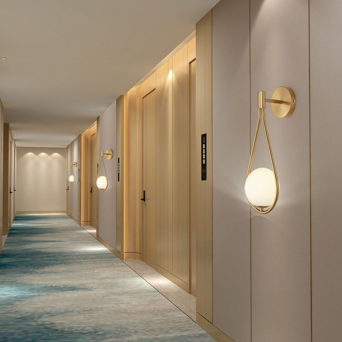 Aplică de perete 6121 metal auriu / negru cu glob din sticlă albă mată, design modern E27 [2]